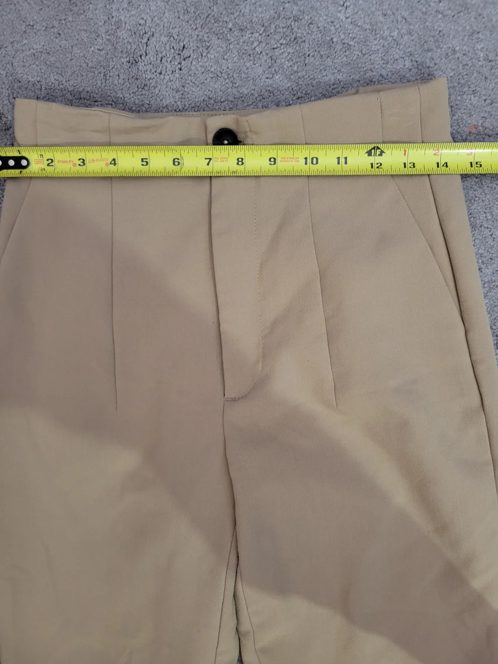 Zara Beige High Waisted Trousers Split Hem Ankle Pants Sz 6